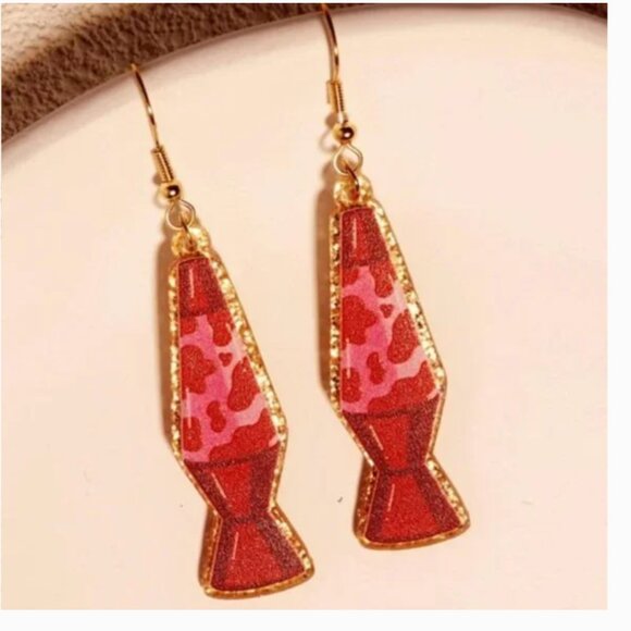 ❤️ FREE Lava Lamp Disco Retro Hippie Hipster Chic Glam Drop Artsy Hip Earrings - Picture 4 of 10
